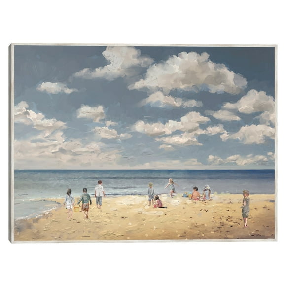 Cuadro Decorativo - Juego en la playa Jr  Impresión en canvas, estrechado