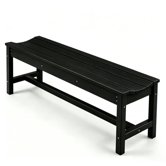 2-Person Outdoor Bench Backless, HDPE Outdoor Benches Weatherproof, 800 Lbs Ergonomic Curved Seat Garden Bench, Poly Lumber Patio Furniture for Garden, Porch and Park