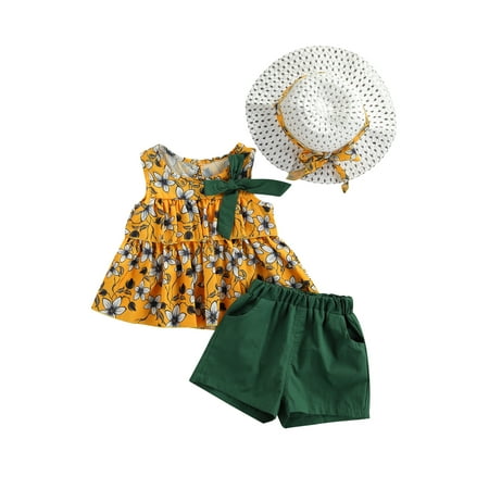 

Gupgi Infant Kids Girls Clothes Sets Sleeveless Tank Top Shorts Sun Hats