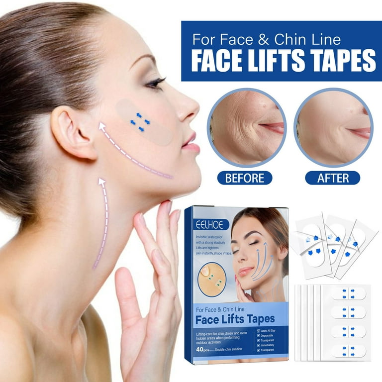 EELHOE EELHOE 40PCS V Face Invisible Tape Face Lifting Firming Adhevise Tape  Skin-friendly Soft Elastic Waterproof Lasting Lifting Patch 