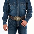 thumbnail image 3 of Unisex Western Punk Single‑Row Belt, Rivet‑Trimmed Faux Leather Strap, Retro Cowboy Embossed Motifs, Adjustable Fit for Festival & Daily Jeans Outfits, Belts Y2K Coffee 110, 3 of 5