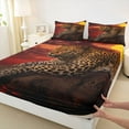 thumbnail image 3 of Homewish Teens Wildlife Leopard 4 Pieces Queen Sheet Sets,Woodland Jungle Animal Ultra Soft Flat Sheet,Orange Brown Queen Fitted Sheet,Super Cozy Room Decor, 3 of 7