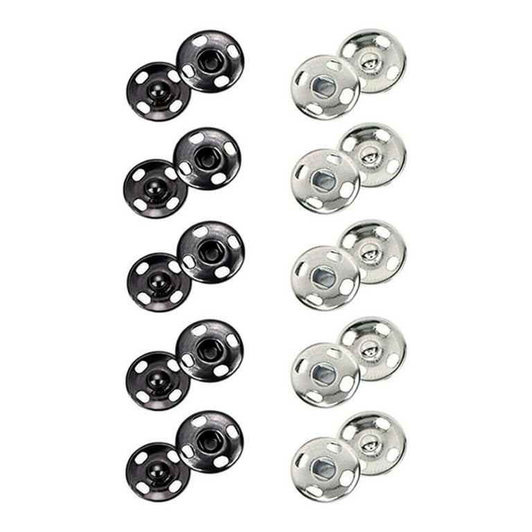 Ruthe 100 Sets Metal Snap Buttons, Sew-On Snaps Fasteners Press Studs Buttons  for Sewing Clothing, Jeans, Jackets, 8 mm and 10 mm