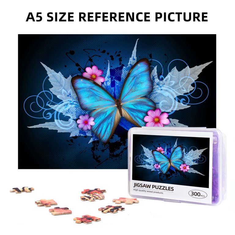 Wooden Puzzle Butterfly and pink flower 500-Slice Puzzle for