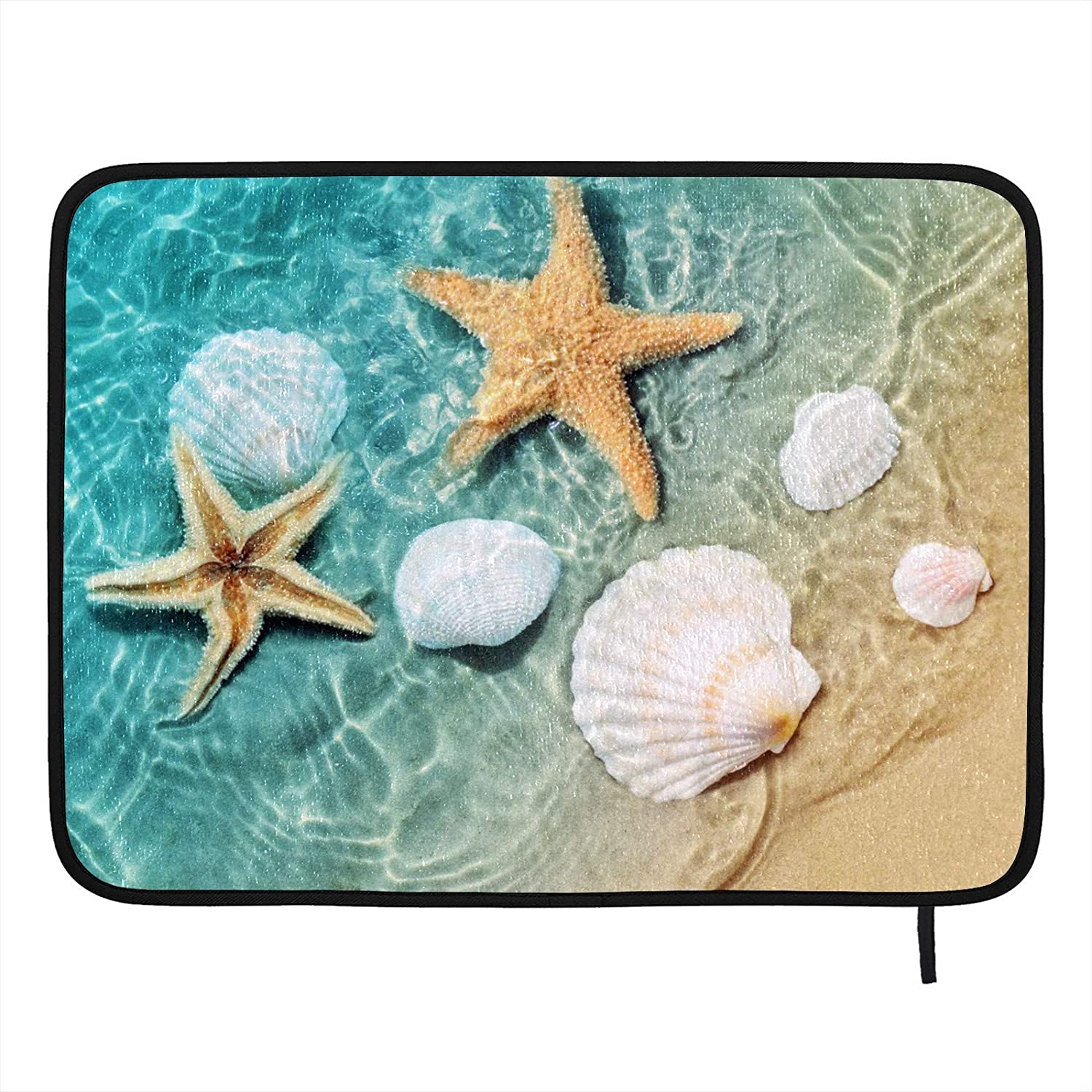 Starfish And Seashell Dish Drying Mat 18" x 24" Microfiber Dish Mat