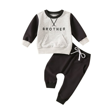 

koaiezne Baby Unisex Cotton Letter Patchwork Autumn Long Sleeve Pants Pullover Set Clothes Girl Light Coat Coat Rack for Girls Bedroom Wall