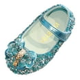 thumbnail image 1 of PMVFHDE Liquidation Espadrilles Filles Chaussures Enfants Mode Bande Chaussures à Semelle Plate Chaussures à Nœud Mode Chaussures à Semelle Souple Chaussures à Paillettes Performance Bleu, 8-9 Ans, 1 of 4