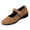 Brown, variant on Women's Mary Jane Flats with Strap,Round Toe Mesh Fabric Ballet Flat Shoes Shallow Toe Elegant Solid Color Casual Shoes