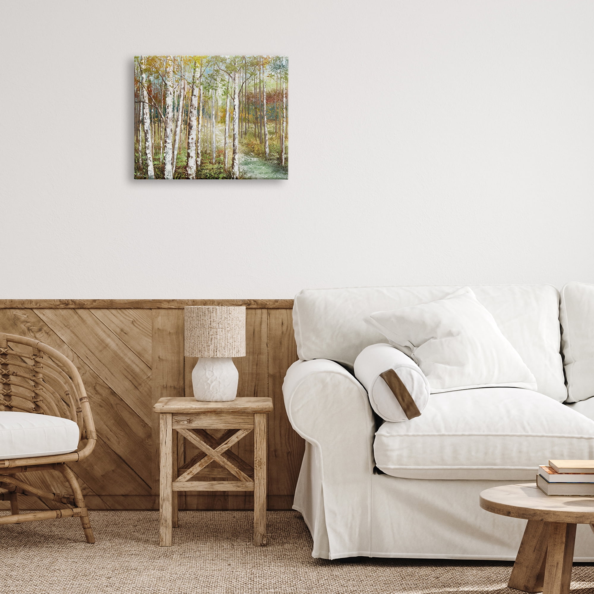 Stupell Industries Beautiful Autumn Birch Grove Stream Painting , 20 x 16, Design by Nan