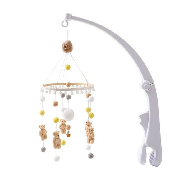 Baby Panda Hair Ball Wind Chime, Wooden Hanging Crib Mobile Toy for Newborns, Nursery & Travel