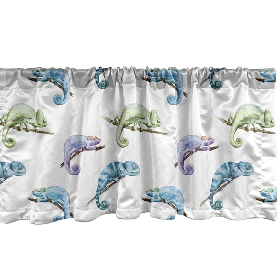 Ambesonne Chameleon Window Valance, Reptile Animal on Branch, 54" X 18", Multicolor