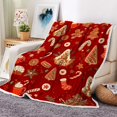 thumbnail image 2 of Red Christmas Gingerbread Man Throw Blanket, Winter Cute Star Snowflakes Candy Cane Throws Blankets, Xmas Soft Lightweight Holiday Blanket for Couch Sofa Bed Chair Living Rooms Decor 40X50IN, 2 of 6