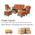 thumbnail image 3 of Ovios 6 Pieces Outdoor Furniture Set High Back All-Weather Wicker Patio Conversation Set with Ottomans & Solar Light Coffee Table, Orange Red(Textured), 3 of 11