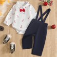 thumbnail image 2 of Gerichy Baby Boy Christmas Outfit Toddler Gentleman Romper Suspender Pants Set Long Sleeve Shirt with Bow Tie Infant Dress Clothes 0-18 Months, 2 of 7