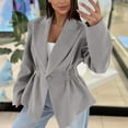 thumbnail image 4 of Long Jacket for Women, Pleated Waist Buttoned Loose Suit Jacket, 4 of 9