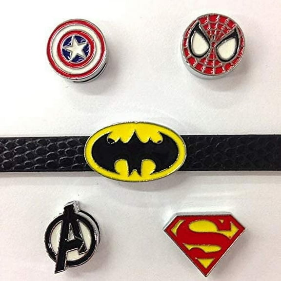 Set of 20 Superhero Slide Charms 8mm for Jewelry/Crafting/Making Charm Bracelets/Charm Necklaces/Charm Wristbands/DIY Jewelry