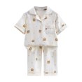 thumbnail image 1 of Zpanxa Ensembles 2 Pcs pour Filles Été Imprimé Confortable Manches Courtes Col à Revers Ensembles Pyjamas 3-4 Ans, 1 of 3