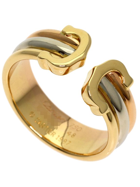Pre-Owned Cartier 2C SM #48 Ring - 18K Yellow Gold/18K Pink White Gold Women's CARTIER