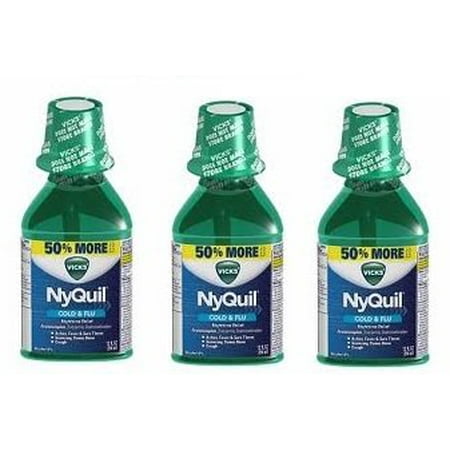 UPC 323900014763 product image for Nyquil Cold and Flu Original Flavor Nighttime Relief 12 Fl Oz-3 Packs | upcitemdb.com