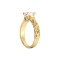 thumbnail image 3 of 14K Yellow Gold 3.06 CT natural peach/pink VS Morganite Ring with Diamonds Vintage Hand Engraved Art Deco, 3 of 4