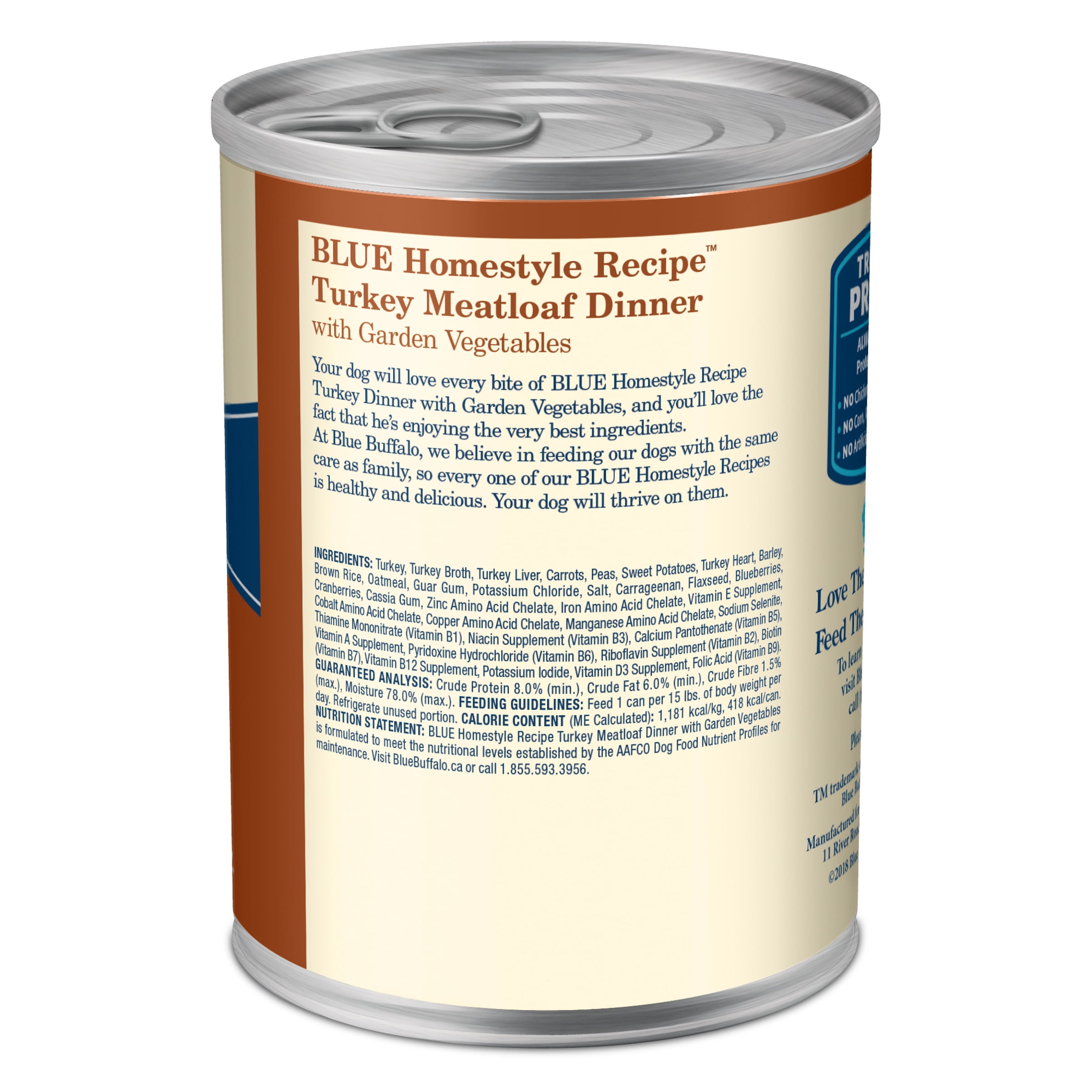 (12 pack) Blue Buffalo Turkey Meatloaf Dinner with Garden Vegetables Wet Dog Food
