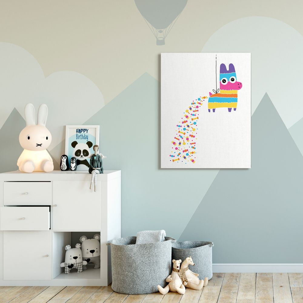 Stupell Industries Color Pop Party Pinata with Rainbow Candy Canvas Wall Art Design by Michael Buxton, 36" x 48"