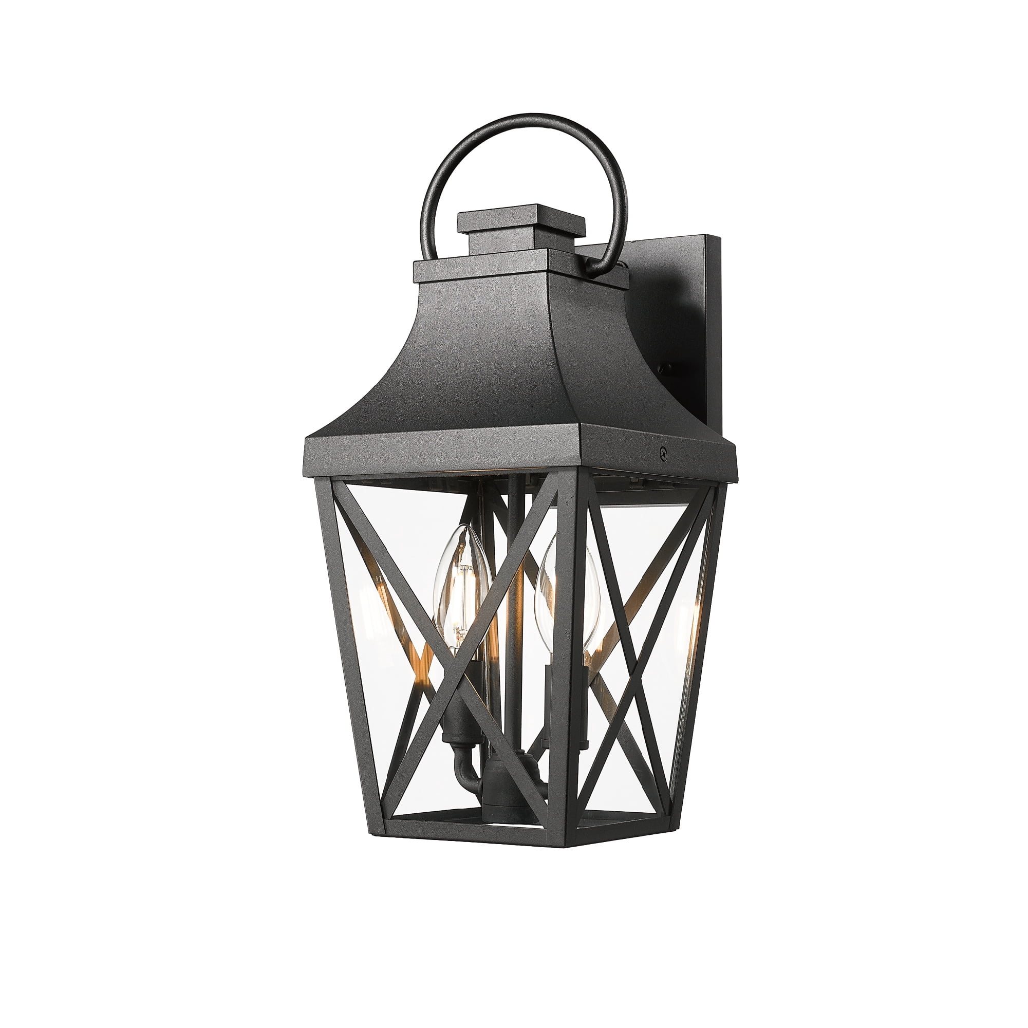 Outdoor Wall Lights, 1 Pack Waterproof Matte Black Glass Wall Sconce Lamp for Garage Patio Porch Yard Decor, Black
