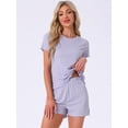 thumbnail image 2 of DARING DIVA Ribbed Knit Pajama Set Soft Short Sleeve Top M Purple, 2 of 7