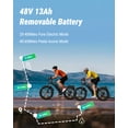thumbnail image 5 of OUXI Electric Bike for Adults, 750W Electric Bicycle, 48V/13Ah Battery, 20'' Fat Tire Ebike, 38 Miles Range Mountain Bike for Cycling, 7 Speed E Bike, E-bike UL2849, 5 of 7