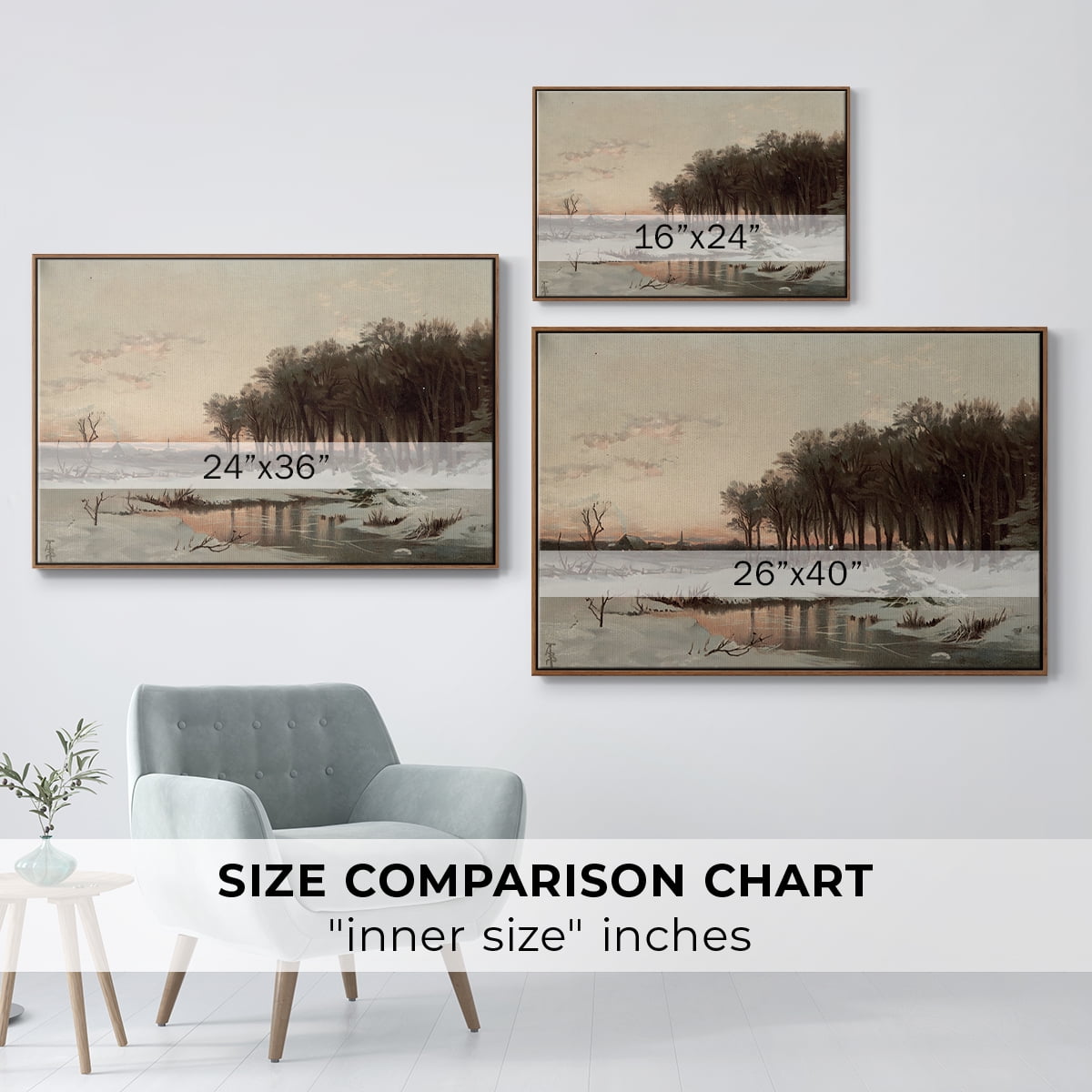 Vintage Landscape-CCLXIX By Wexford Home Framed in Walnut Wood Gallery Wrapped Canvas 25 in. x 37 in.
