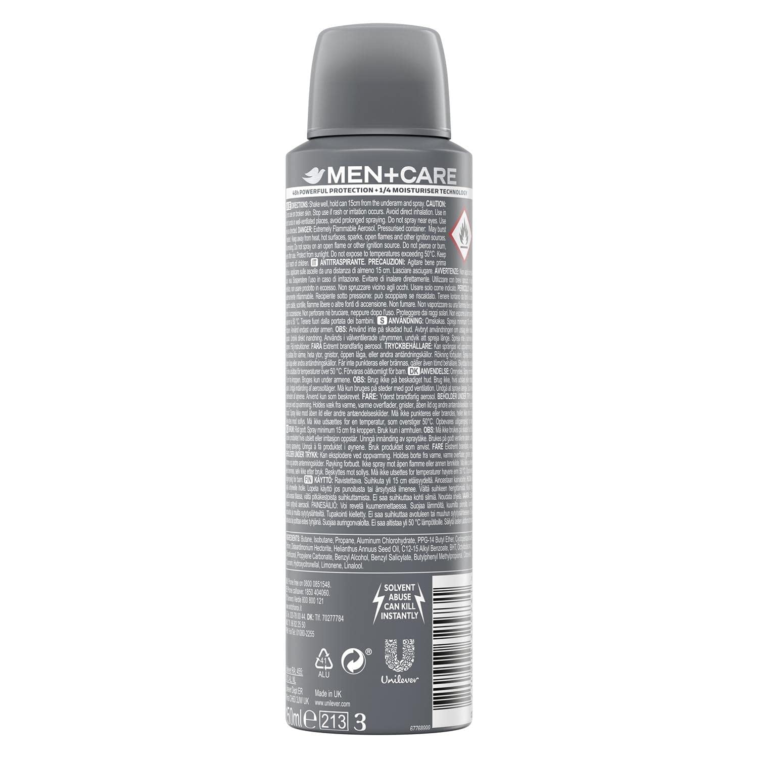 Dove Men Care COOL FRESH Deodorant Spray Anti-Perspirant 5 Oz. (Pack Of 6)