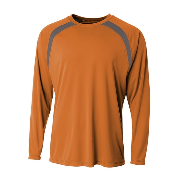 A4 Spartan Long Sleeve Color Block Crew For Men in Orange/Gph | N3003