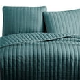 thumbnail image 3 of Benjara 3 Piece Crinkle Queen Coverlet Set with Vertical Stitching, Turquoise Blue, 3 of 5