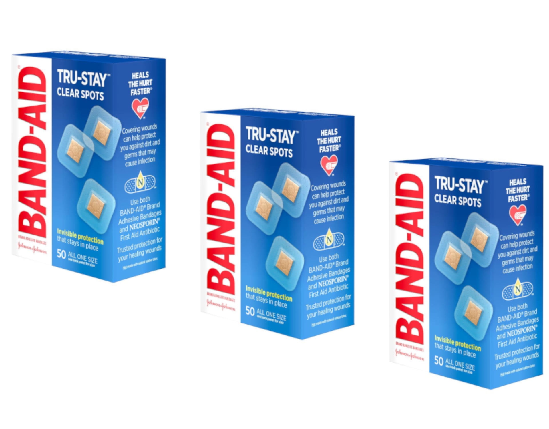 3 Pack - Band-Aid Adhesive Bandages Clear Spots All One Size - 50 count Each