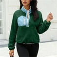 thumbnail image 5 of UQJfacai Womens Fuzzy Fleece Pullover Color Block Sherpa Sweatshirt Long Sleeve Button Down Sweater Winter Fleece Jacket with Pockets, 5 of 8