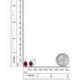 thumbnail image 2 of Gem Stone King 925 Sterling Silver Red Created Ruby and White Topaz Earrings for Women (4.15 Cttw, Gemstone July Birthstone, Oval 9X7MM), 2 of 5
