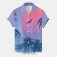 thumbnail image 2 of Camisas Tipo Para Hombre Camisa con estampado de árbol de playa de verano para hombre, blusa de manga corta con cuello vuelto (Purple, M), 2 of 3