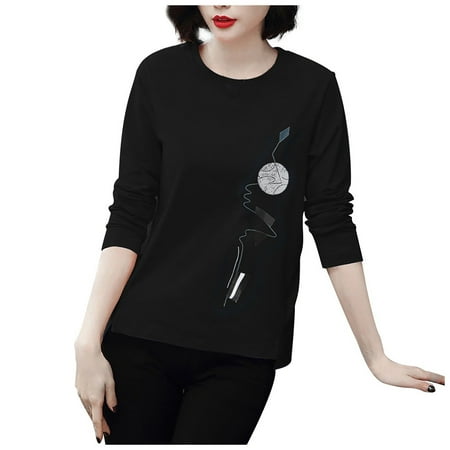 

Fashion Women Casual Long Sleeve Printed O-Neck Blouse Ladies T-Shirt Clothes Hide Tummy Oversized Tees for Women under Scrub Women Long Sleeve Shirts Space T Shirt Pack of Turtle Neck Top for Women