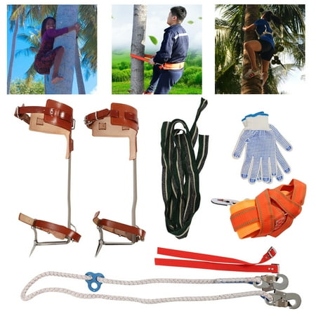 DENEST Adjustable Tree Climbing Spike Set Pole Climbing Spurs Tool Climber Strap Gaffs
