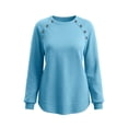 thumbnail image 7 of Warop Fall Long Sleeve Shirts for Women Solid Color Crew Neck Tops Sleeves with Deco Buttons Casual Loose Sweatshirt, 7 of 7