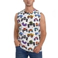 thumbnail image 2 of Lsque Cartoon Monster Trucks1 Print Men's Cotton Blend Sleeveless Muscle Shirts (S-3XL)- Moisture Wicking, Odor Protection, UPF 30+,Large, 2 of 8