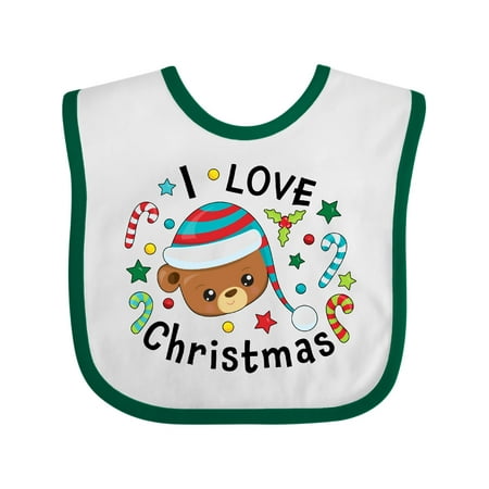 

Inktastic I Love Christmas- cute teddy bear Gift Baby Boy or Baby Girl Bib
