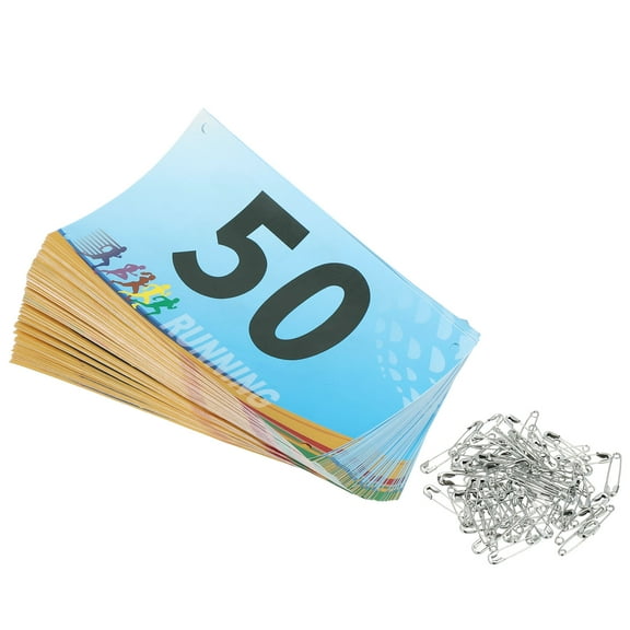 Uxcell Tearproof Running Bib Numbers 7x4 Inch, 1-50 Race Competitor Numbers with Safety Pin , Multicolor