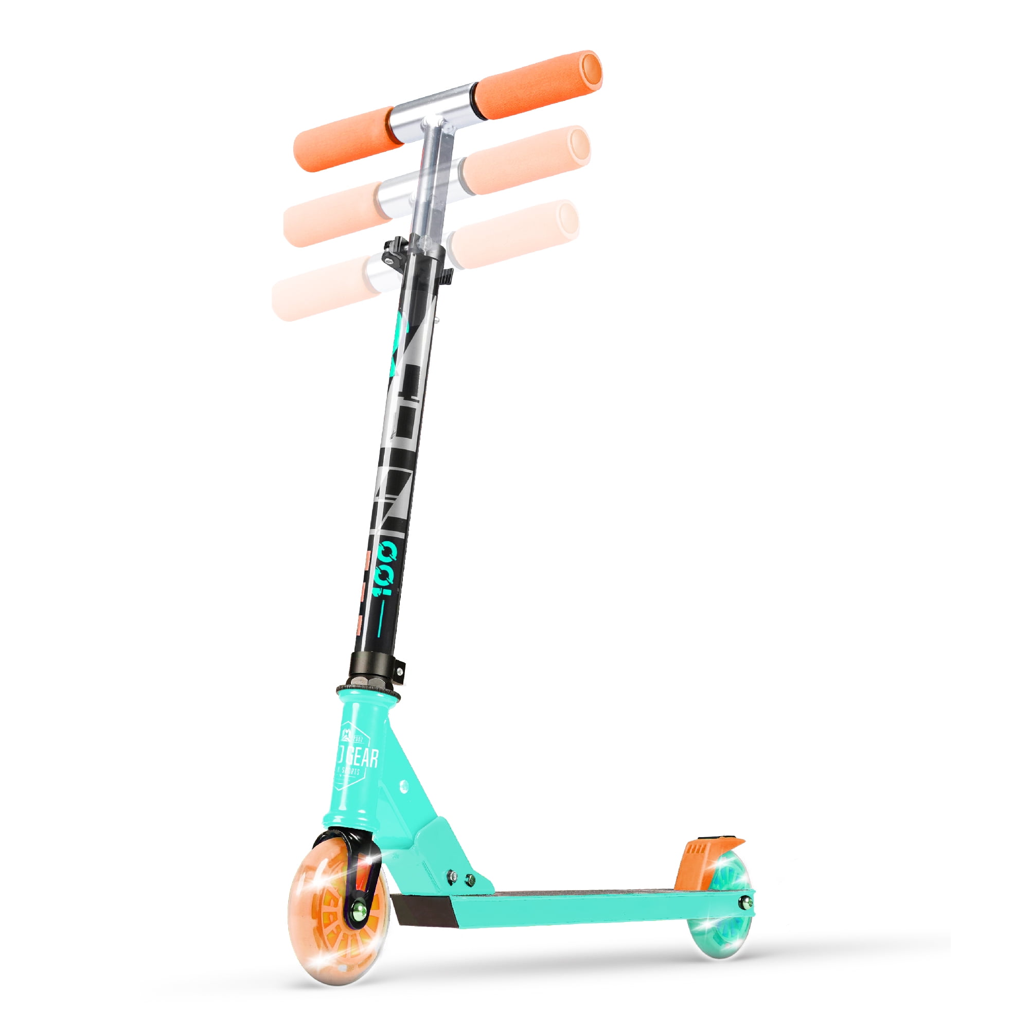 Madd Gear Rize 100 Folding Kids Kick Scooter - Light Up Wheels - Height Adjustable - Lightweight - Unisex