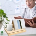 thumbnail image 3 of Triangular Bookshelf Stable Structure Wooden Book Stand with Cup Holder And Tablet Slot for Home Bedroom, 3 of 7