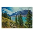 thumbnail image 3 of Landscape Cutting Board, National Park Banff Canadian Rockies Mountain Trees Glacial Lake Sunny Sky, Decorative Tempered Glass Cutting and Serving Board, Small Size, Aqua Mauve Green, by Ambesonne, 3 of 5