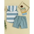 thumbnail image 3 of Bagilaanoe 2pcs Toddler Baby Boy Shorts Set Striped Sleeveless Hooded Tank Tops + Shorts 6M 12M 18M 24M 3T Kids Casual Summer Clothes, 3 of 8