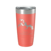 Bayou D'Arbonne Lake Map Tumbler Travel Mug Insulated Laser Engraved Coffee Cup Louisiana 20 oz Coral