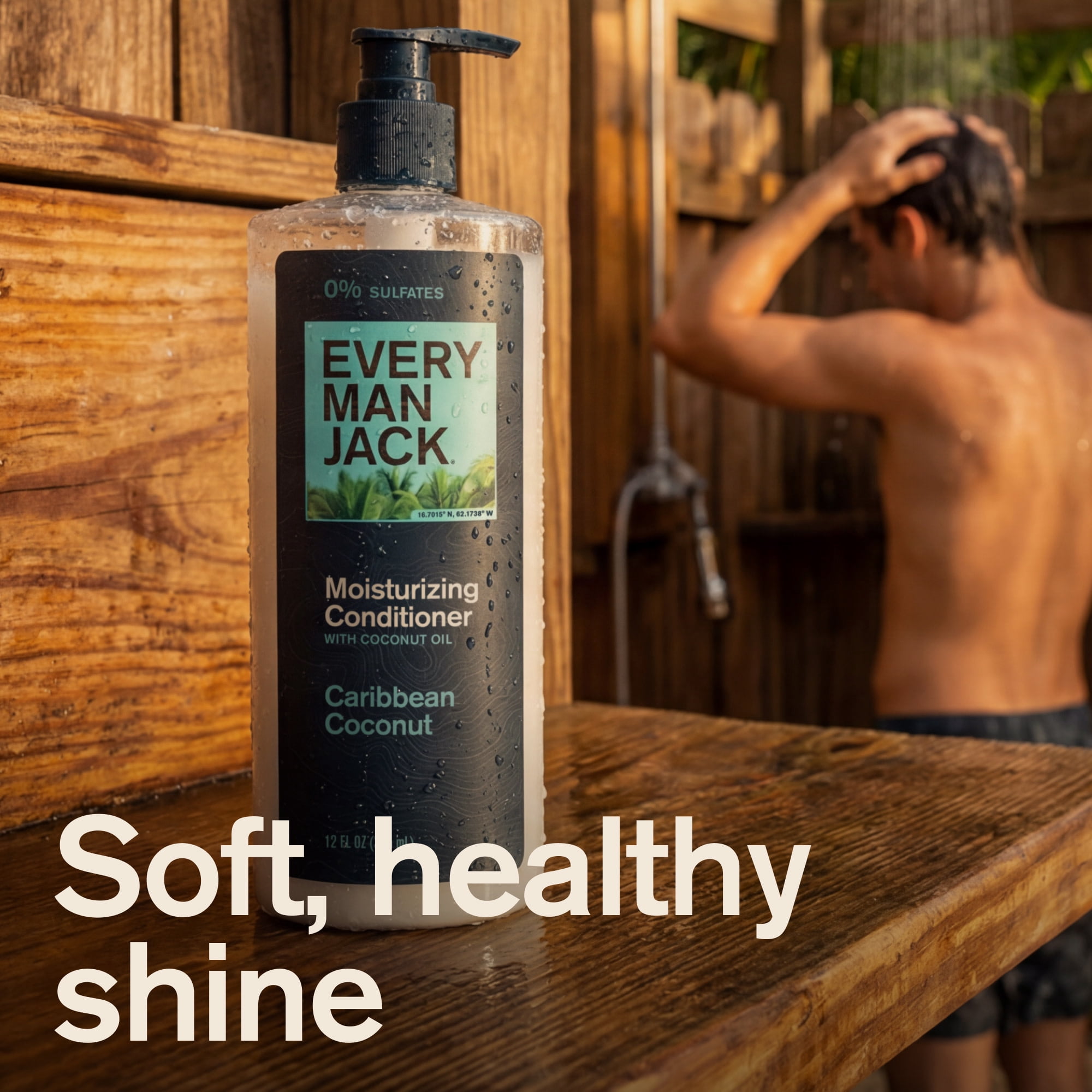 Every Man Jack Men's Refreshing Conditioner - Caribbean Coconut - Made with Plant Powered Moisturizing Ingredients like Coconut & Argan Oil - 12 fl oz