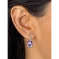 thumbnail image 3 of PalmBeach Jewelry 2.50 TCW Oval Cut Genuine Purple Amethyst and Round Cubic Zirconia Sterling Silver Earrings, 18x6mm, 3 of 4